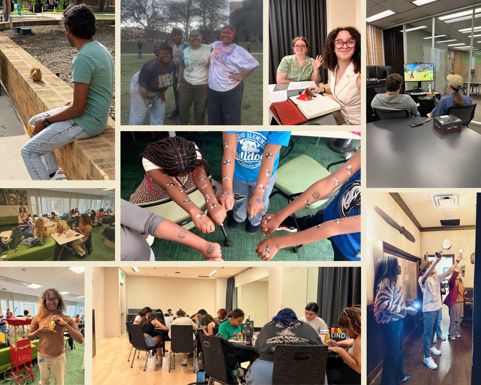 a collage of photos both horizontal and vertical with students at different eec events or on campus